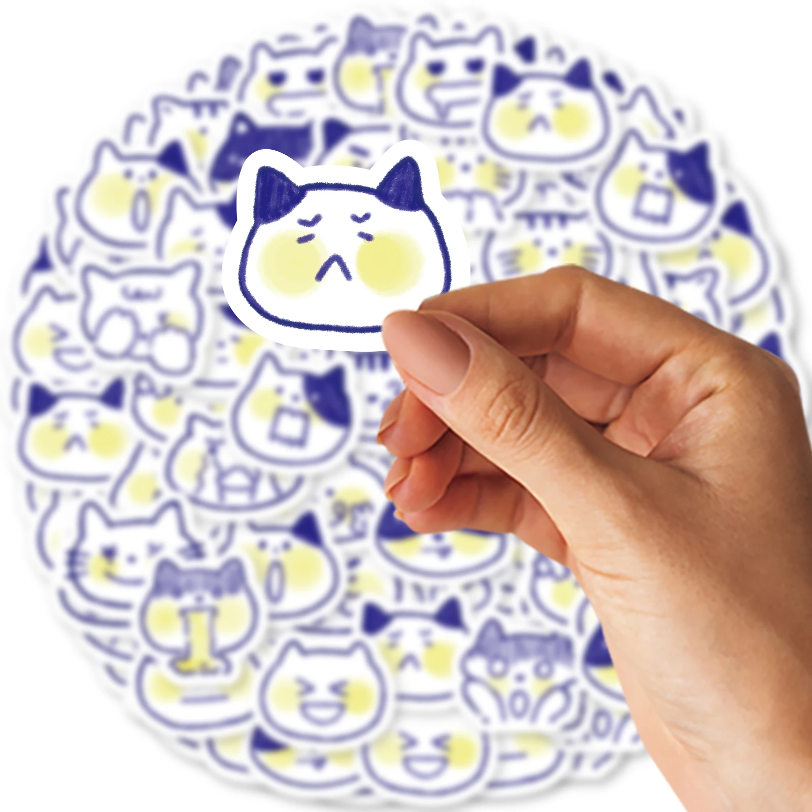 40 Stück niedliche blaue Katzen-Cartoon-Graffiti-Aufkleber, verziert für Laptop, Motorrad, Koffer, klassisches Spielzeug, Sammelalbum, wasserdichte PVC-Aufkleber