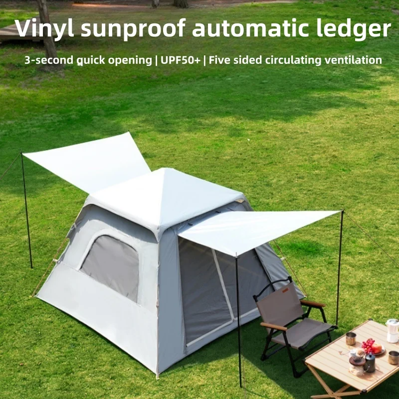 Automatic quick-opening camping tent awning outdoor automatic 3-4 person vinyl folding portable tent free setup convinent