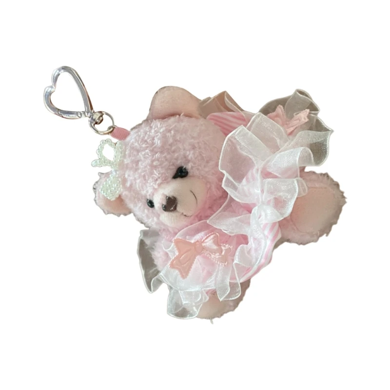 YQ Delicate Plush Bear Bag Charm Eye Catching Keychain Key Holder and Fashionable Backpack Decoration in Various Colors