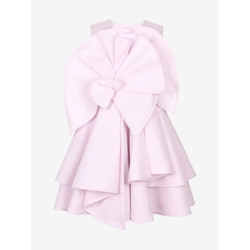 Customized Big Bow Mini Flower Girls Dress for Wedding 2026 A Line Kids Gown Luxury Birthday Party First Communion Kids Gowns