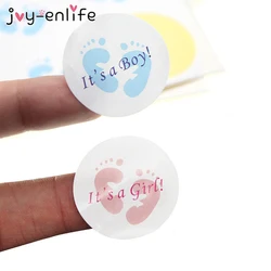 100pcs It's A Boy/It's A Girl Round Sticker Labels Baptism Gender Reveal Baby Shower 1st Birthday Supplies Candy Box Decors Gift