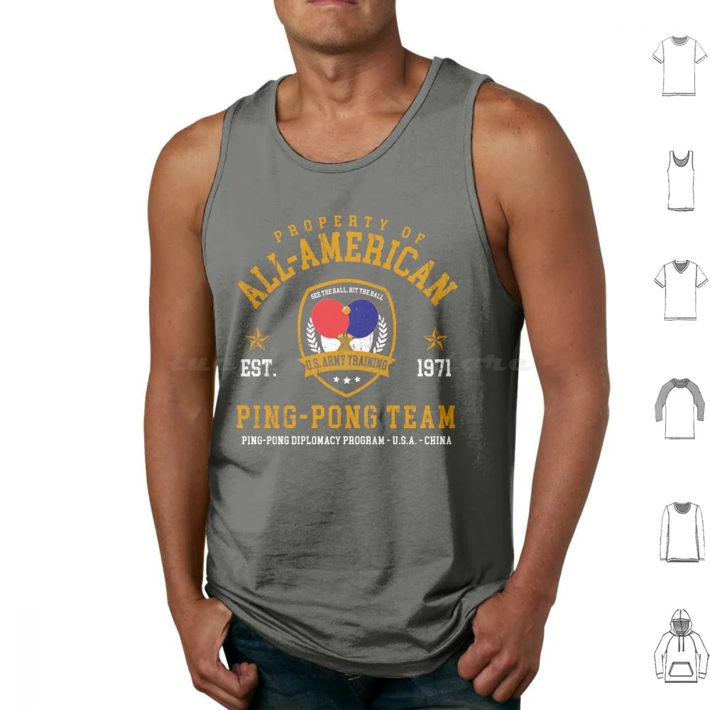All-American Ping Pong Team Tank Tops Vest Sleeveless Forrest Gump All American Gump Movie Paddle Pingpong Ping Pong Run
