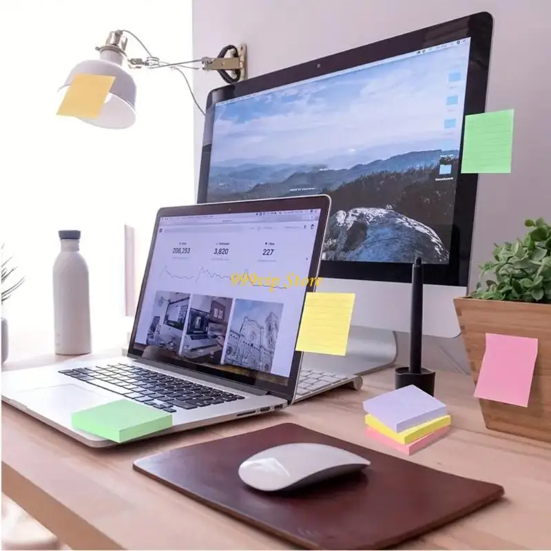 C90C 360 Sheets Colored Note 75x75mm Colorful Notes Paper Adhesive Notes Pad Pocket Notepads Reminder on Book Calender Fridge