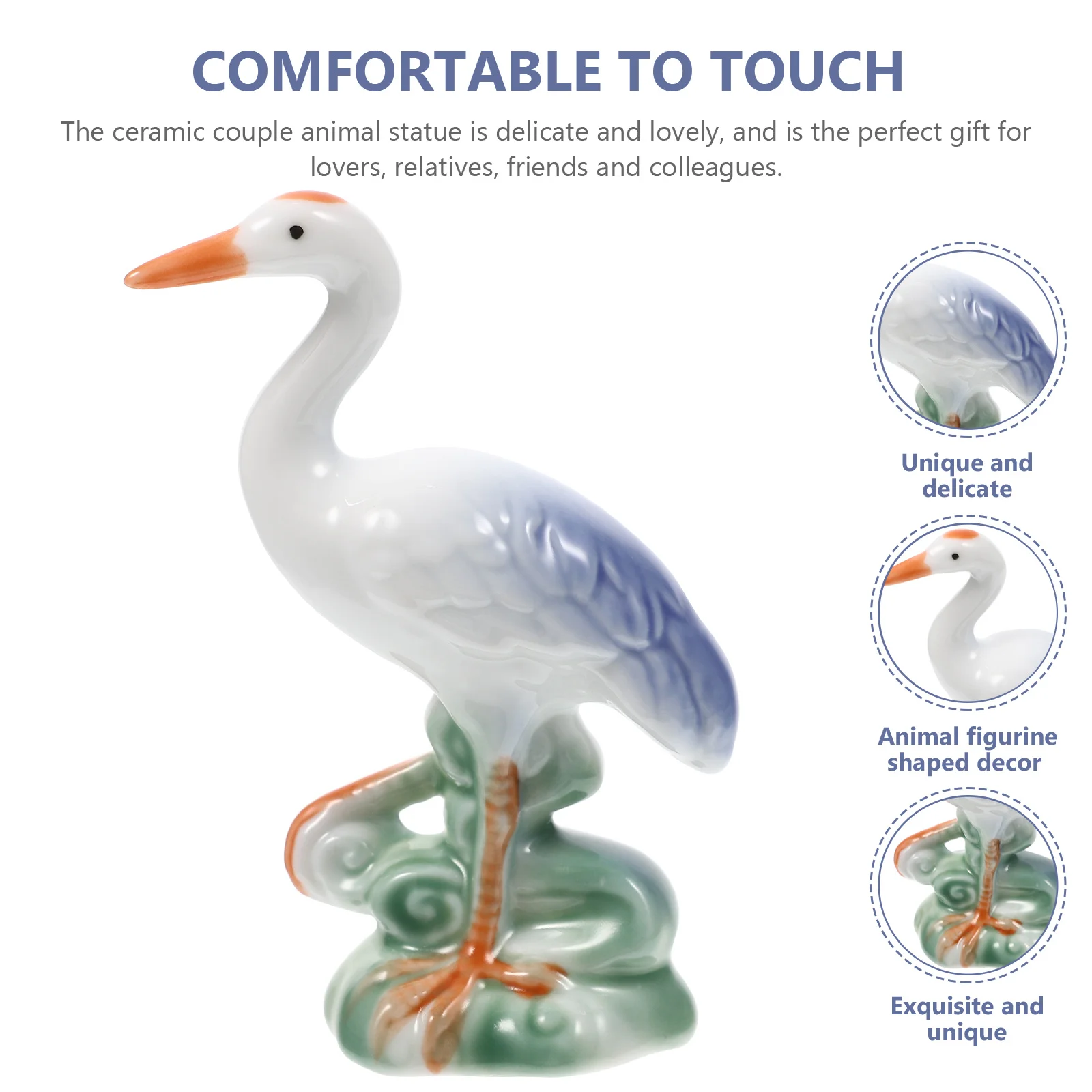 

Ceramic Crane Statue Desktop Animal Decor Small Exquisite Craft Adornment Living Room Office Gift Ceramic Crane Figurine