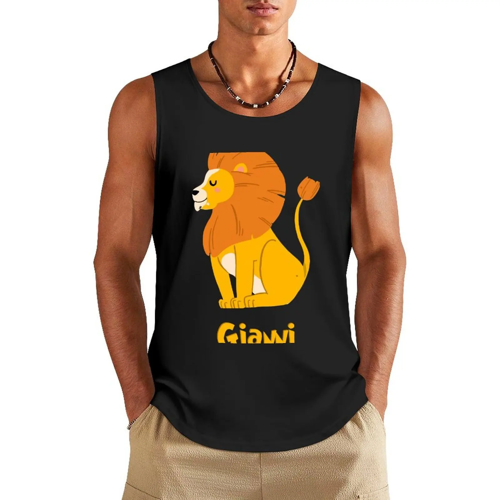

Gianni Lion Baby Boy Wild Animal Name Tank Top Men's summer t-shirt men gym man vest