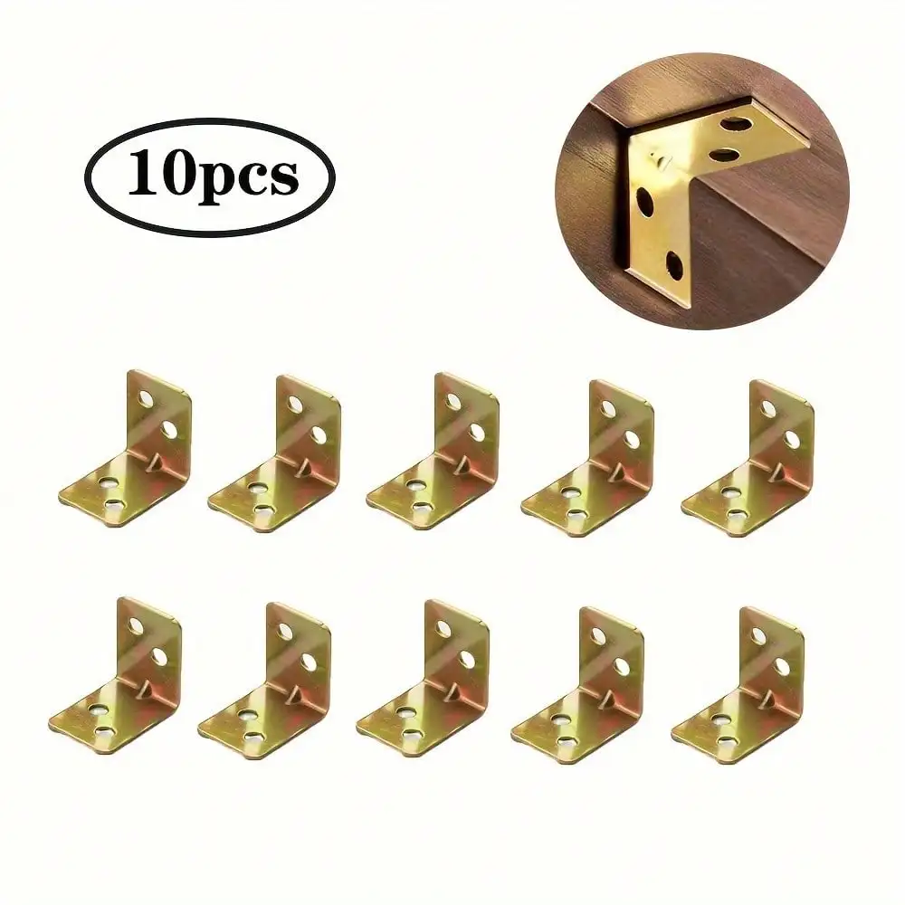 10pcs L-Shaped Corner Brackets Corner Braces Drawer Shelf Wall Bracket Fixing Right Angle Corners Brace Furniture Hardware