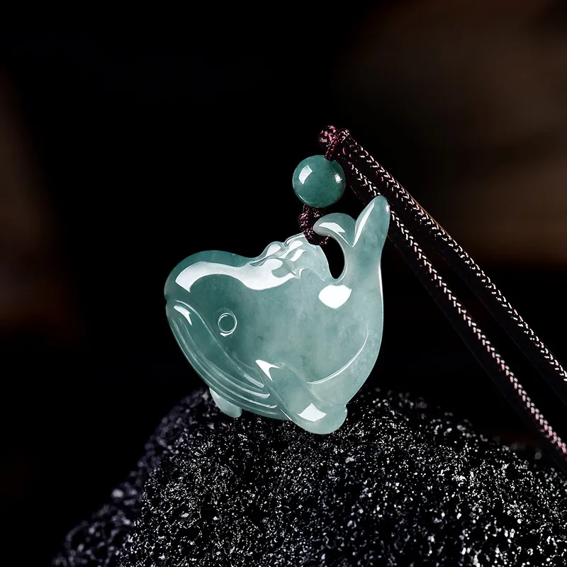 Natural Grade A Jadeite Blue Water Small Kunpeng Pendant Exquisite and Stylish Ice-Type Jade Necklace Men and Women Festive Gift 2