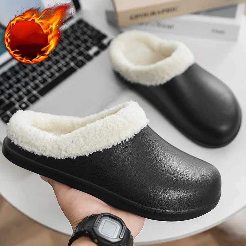 Men's and Women's Large Size Cotton Shoes for Autumn and Winter, Fleece-Lined, Warm Work Shoes, Waterproof, Non-Slip, Closed-Toe