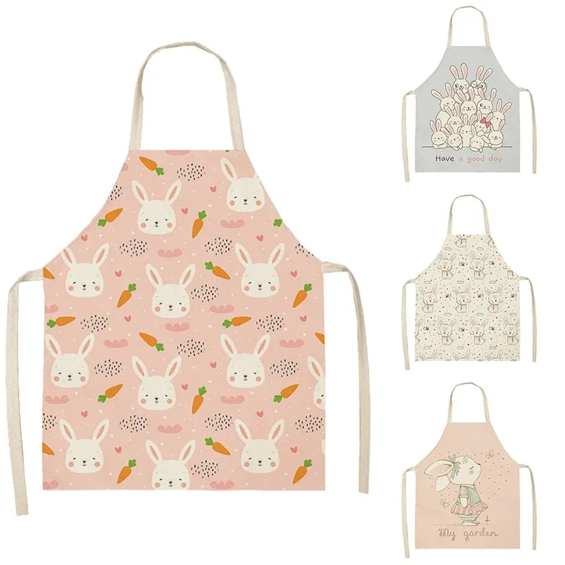 Cute bunny pattern apron home kitchen cooking baking apron children\'s dining bib anti-fouling cleaning tool