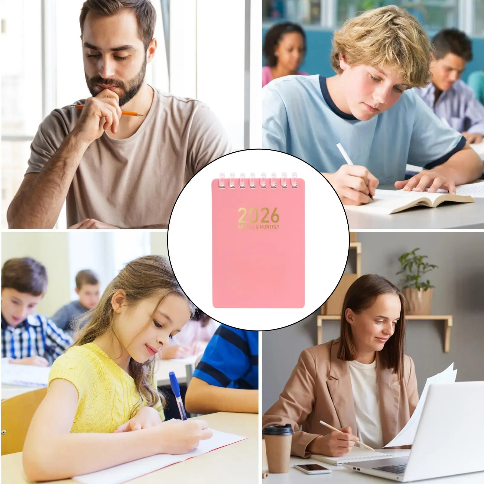 데일리 플래너 노트 2026 링 노트 스케치 교실 간호 대학 연구 법률 작업을위한 A7 포켓 크기 워크북