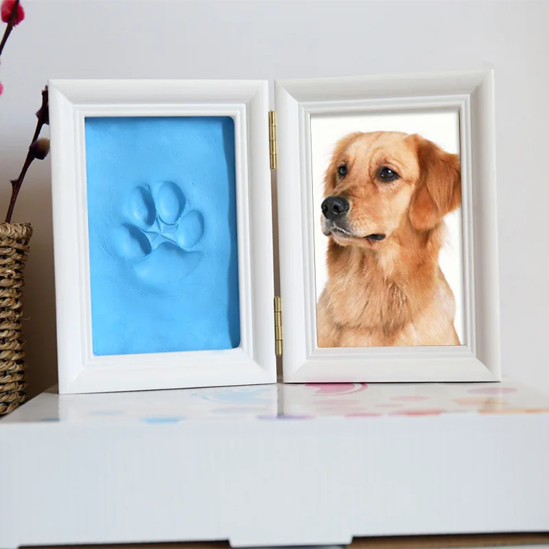 Pet Souvenir Dog Paw Print Mud Photo Frame Photo To Commemorate Cemetery Tombstone Urn Cat Paw Print Pet Eeath Memorial