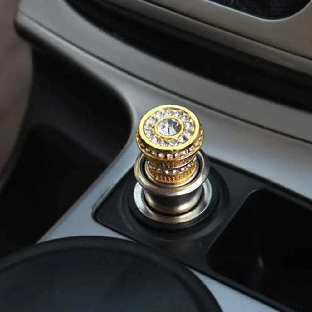 Universal Stylish Bling-Car Power Plug Socket Plug Outlet Power 20mm Faux Crystal Cigarette- Lighter Heater Sparkling Auto Decor