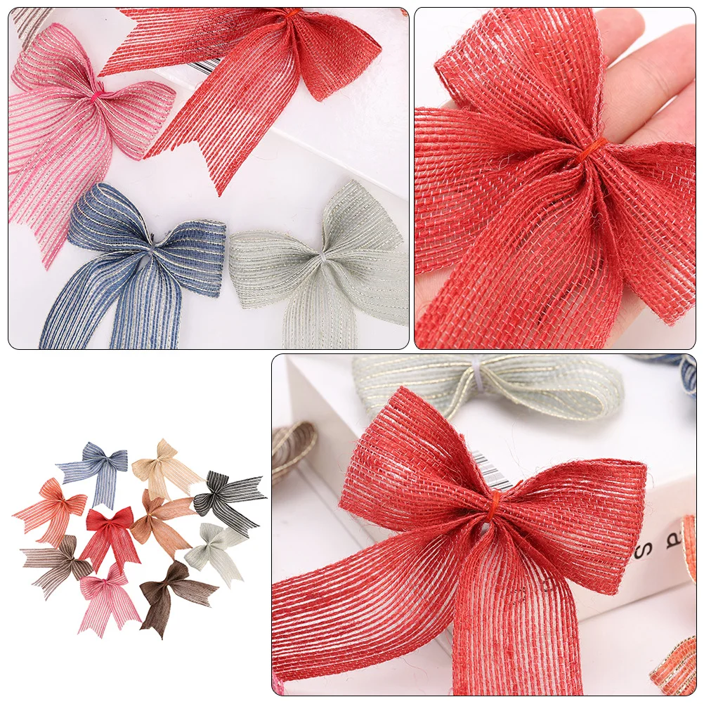 10 Pcs Wedding Decoration Bowknot 3 8cm Silk Linen Xmas Tree Ornament Mini Fish Shredded Bow DIY Party Gift