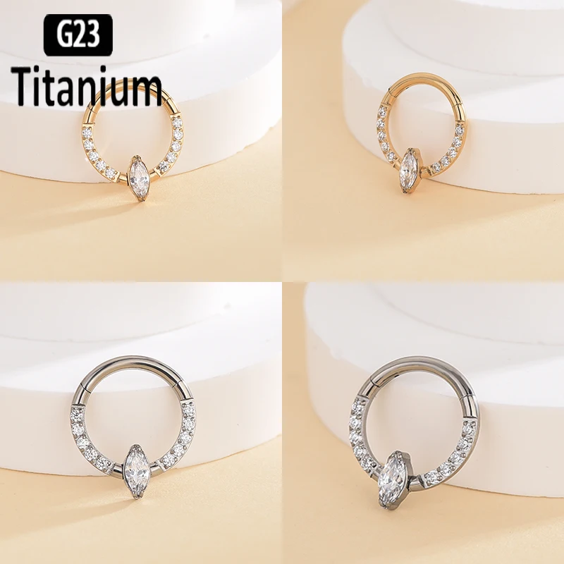 ASTM F136 G23 anillo de titanio para la nariz Tragus tabique cartílago Piercing joyería mujeres ahueca hacia fuera hermoso pendiente hipoalergénico
