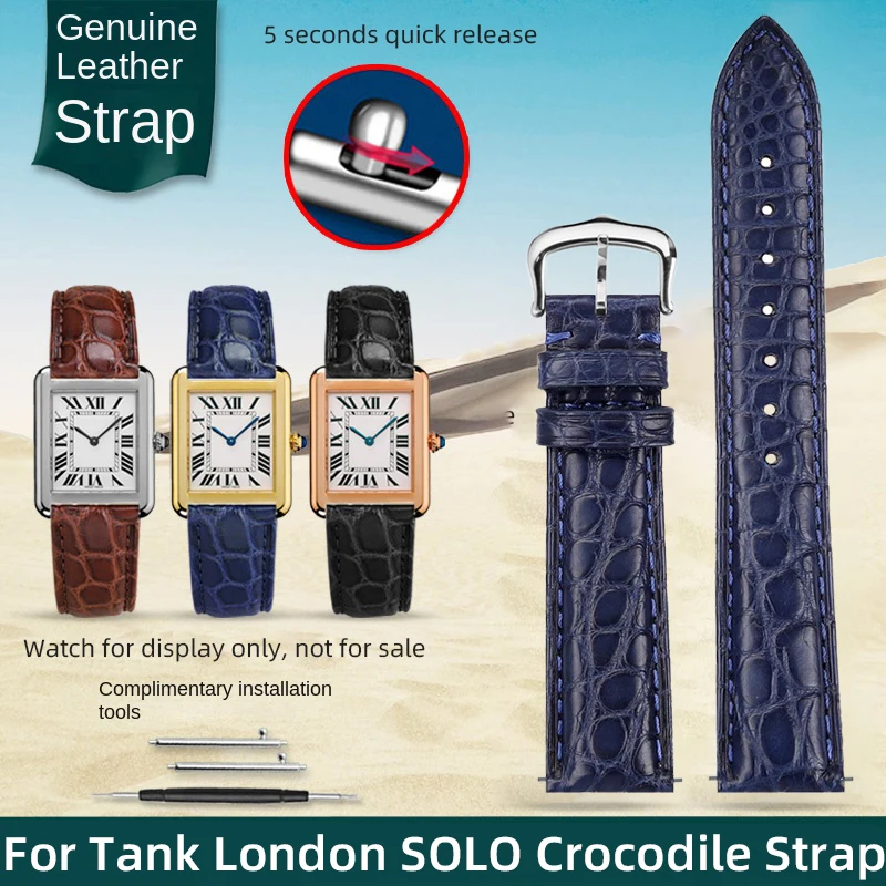 

Crocodile Skin Watch Strap For CARTIER Tank CLÉ DE Bracelet Leather Watchband 16mm 17mm 18mm 19mm 20mm 21mm 22m Black Blue Brown