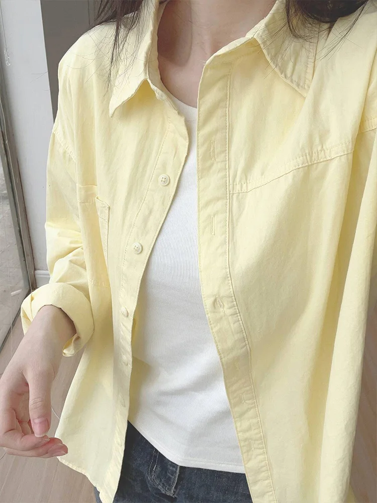 Dopne ing Giallo Puro Cotone da Donna irt Sottile Estate Nuovo Sle Capispalla Design Sensazione Protezione Solare Top