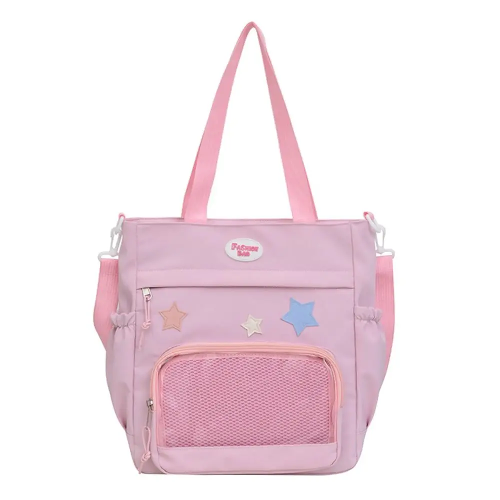 

Simple Transparent Star Itabag Solid Color Badge Display Japanese Tote Bag JK Nylon Student School Bag Travel