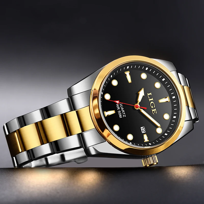 LIGE Business Waterproof Watch Men Fashion Military Sports Men's Quartz Wristwatches Top Brand Luxury Chronograph Montre Homme