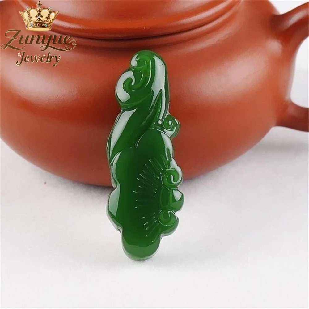High-End Natural Spinach Green Hetian Jasper White Jade Ruyi Auspicious Pendant Ethnic Style Fashion Jewelry Couple Holiday Gift 4