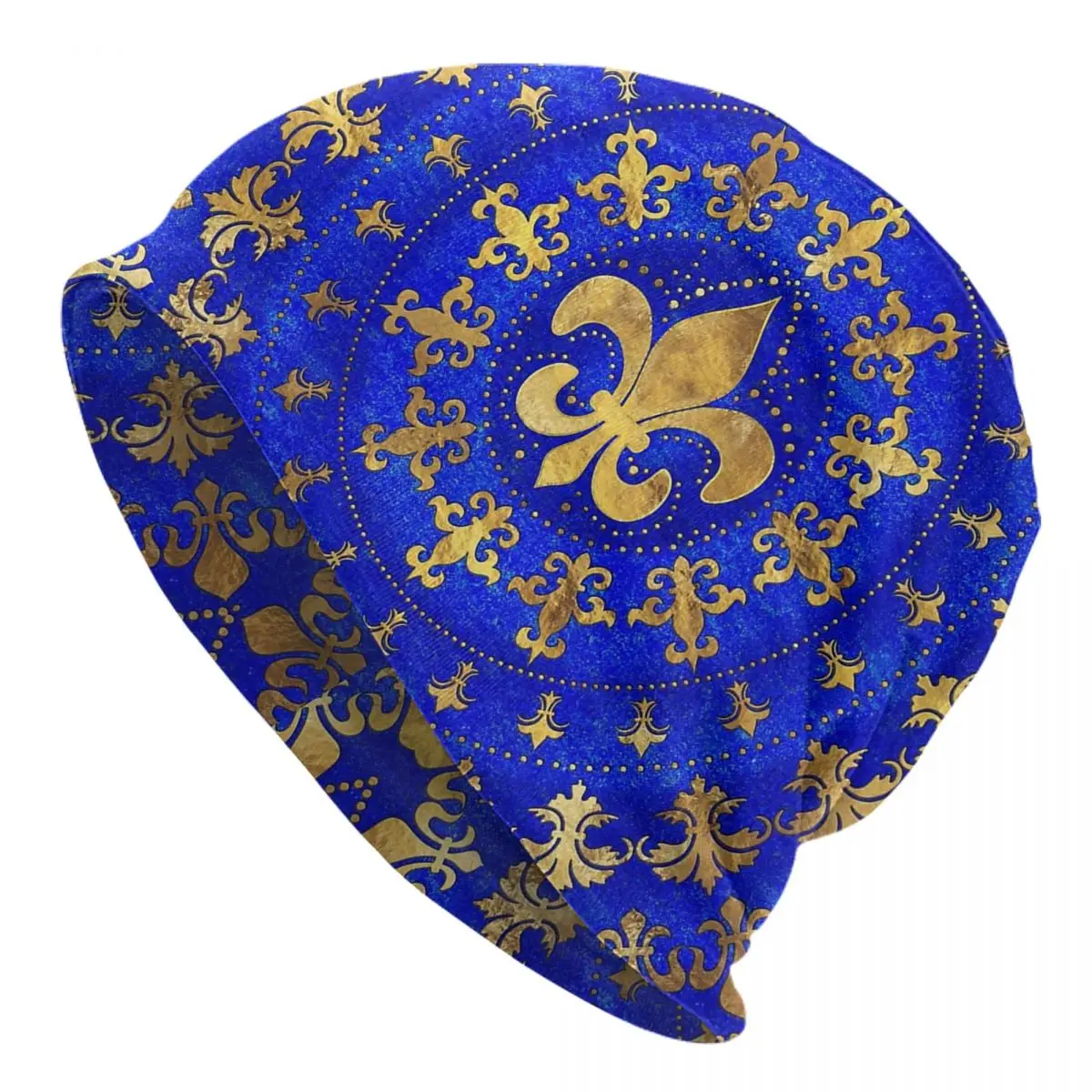 Fleur De Lis Lapis Lazuli Bonnet Hat Street Skullies Beanies Hats Lily Flower Symbol for Men Women Spring Thermal Elastic Cap