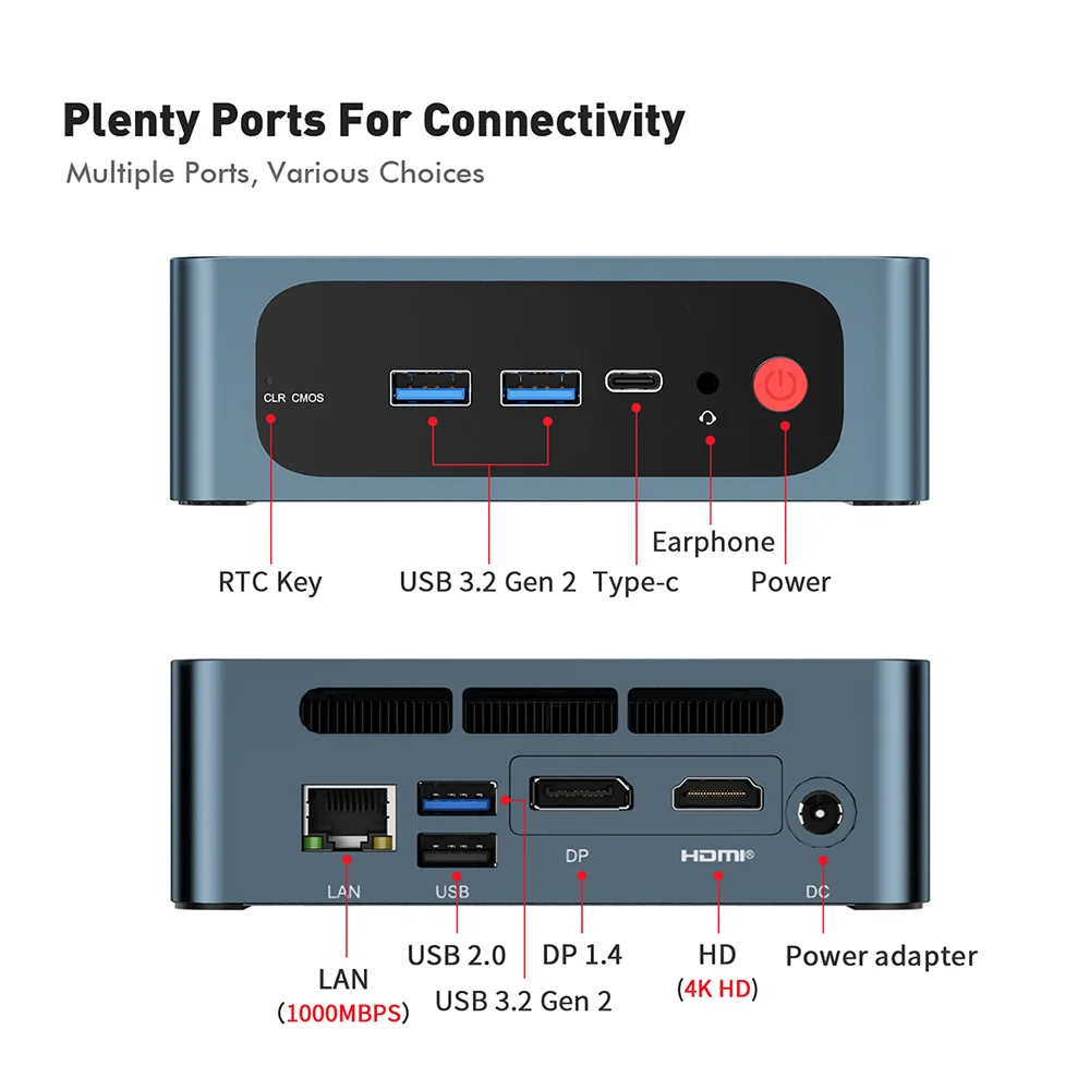 TRIGKEY-S5ミニデスクトップPC,amd ryzen 5 5800h,ddr4,16GB ssd,500GB,wifi 6,bt5.2,4k,デュアルhd,1000m