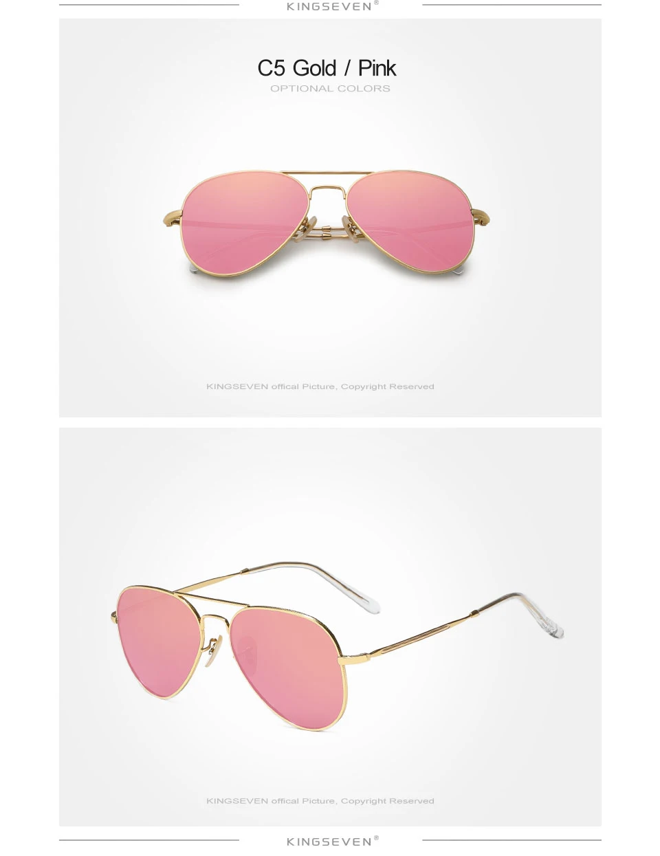 KINGSEVEN Pilot Männer Sonnenbrille Polarisierte Legierung Rahmen UV400 Gläser Frauen Retro Luxus Männlich Weiblich Fahren Kausalen Sommer Brillen – Detail 6