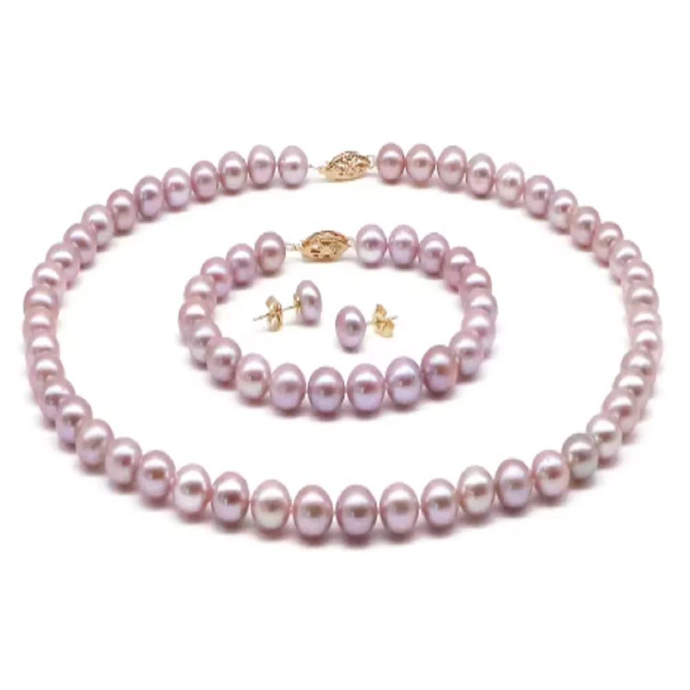 New Pearl AAA 7-8mm Natural South Sea Round Pearl Necklace 18 inches+Bracelet 7.5-8 inch+Earrings 14k Set