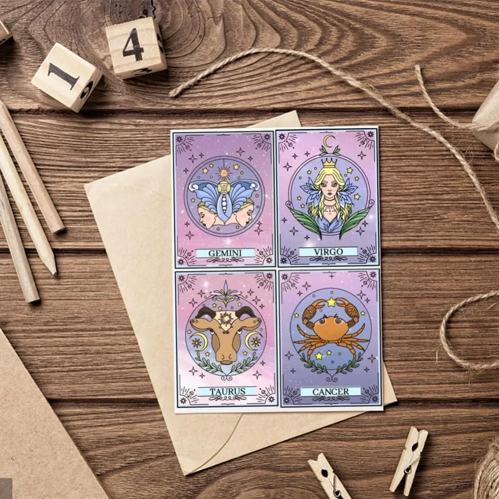 1pc Constellation Clear Stamps Tarot Cards Clear Silicone Stamps Divination Transparent Rubber Seals Stamp for DIY Scrapbooking