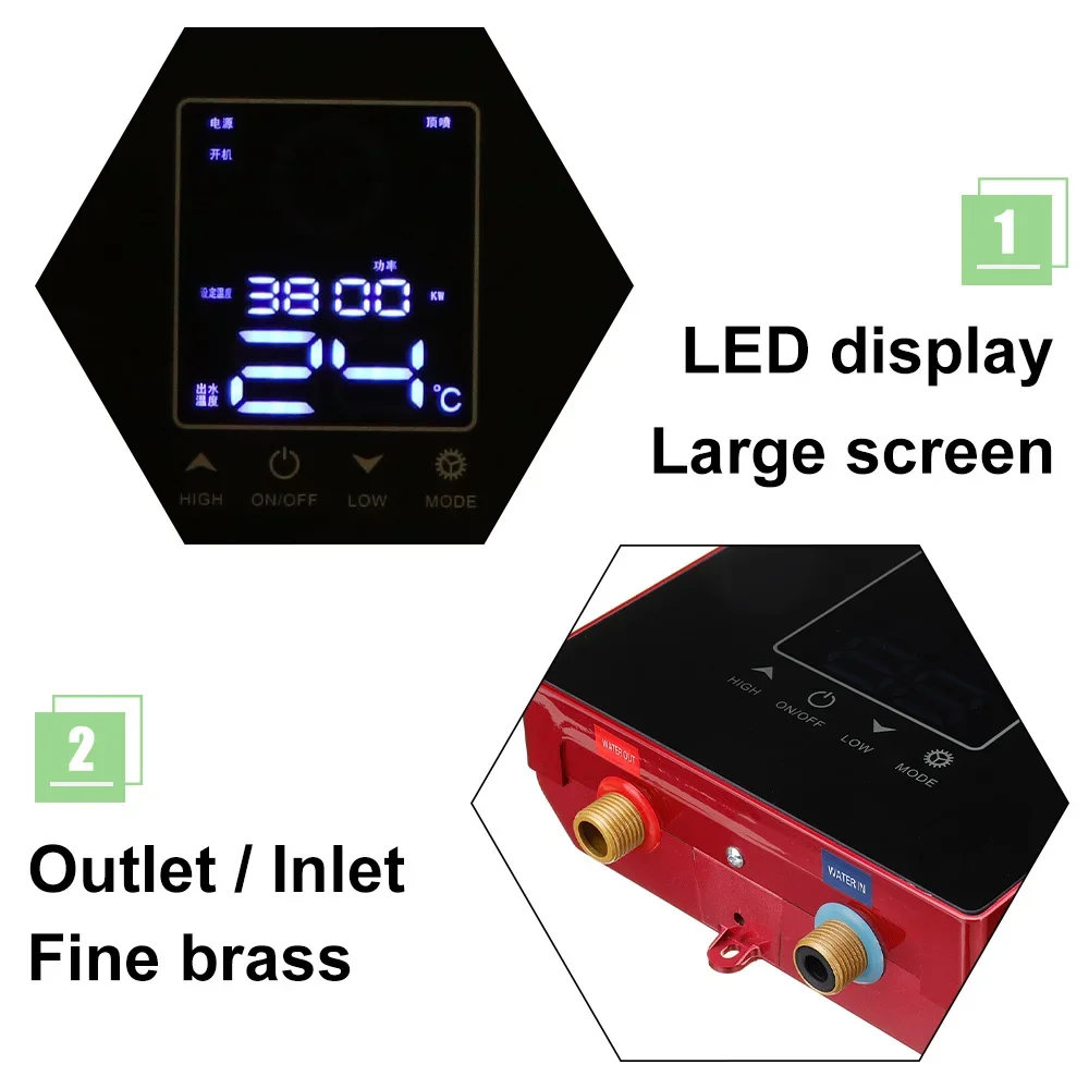 Calentador de agua eléctrico Digital LCD, 8500W, 220V, Control de voz táctil, temperatura constante, calentadores de agua instantáneos sin depósito