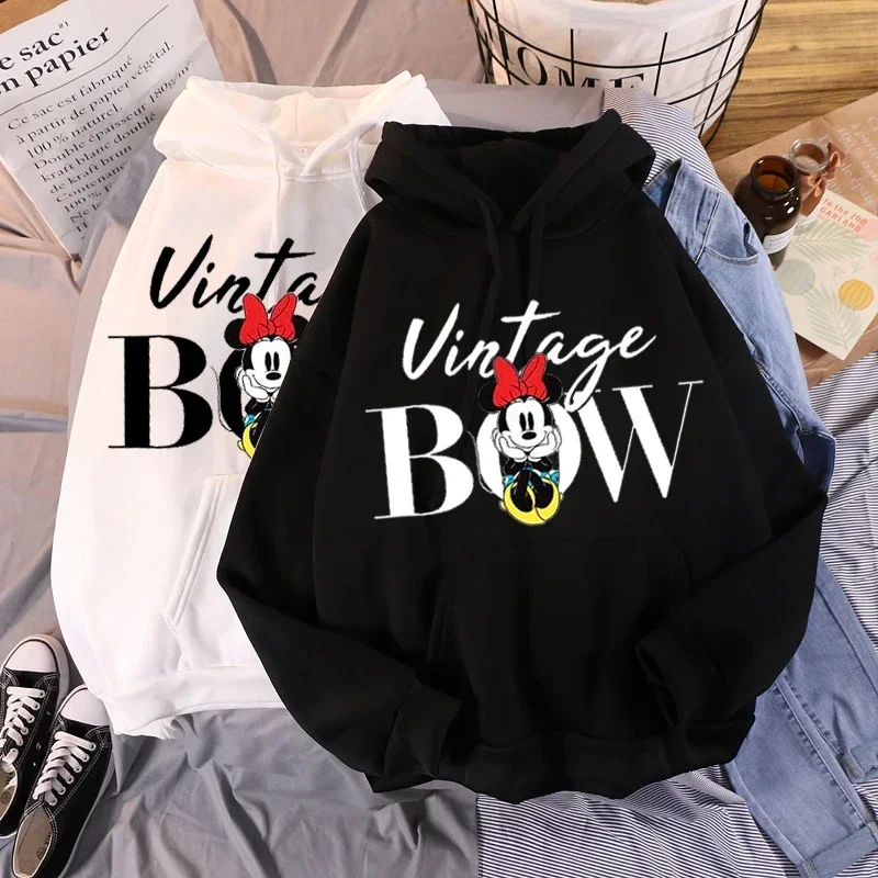 미키 마우스 후드티, 만화 상의, 긴팔 포켓 스웻셔츠, 패션 미니 후드, 여성 오버사이즈