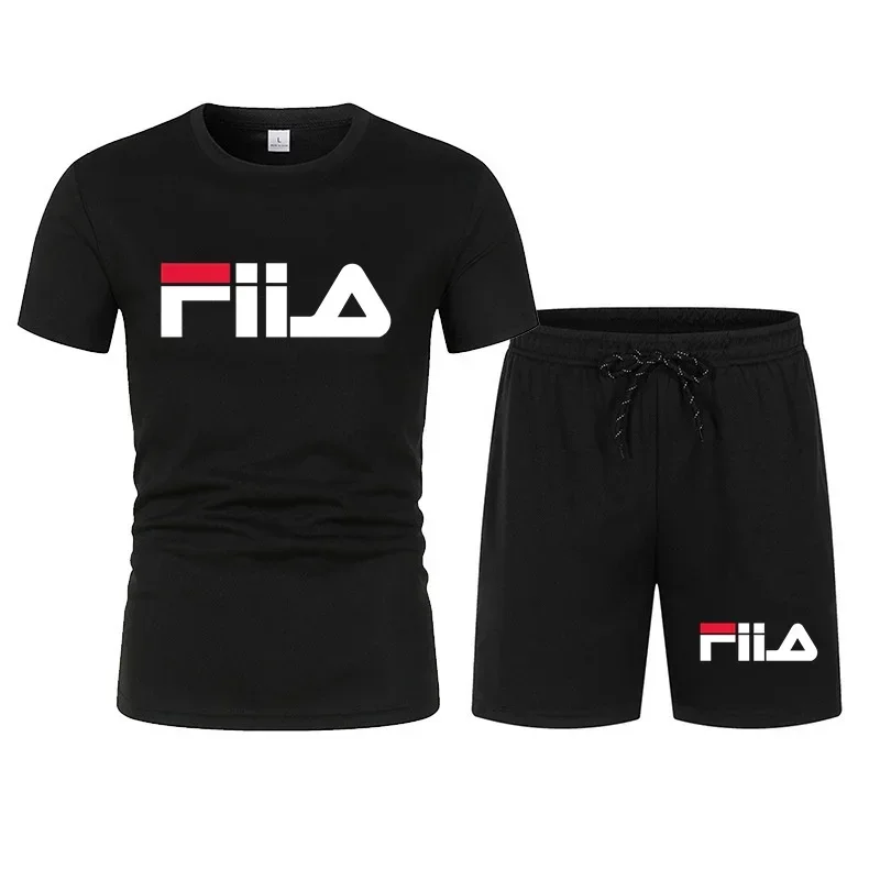 Hot-selling men's short-sleeved casual summer sportswear for 2026, breathable mesh short-sleeved T-shirt + shorts set