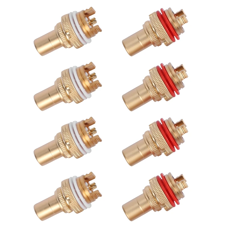 8pcs Red+White Female Socket Chassis High Quality Female Connector Phono Copper Plug Amp HiFi-DTD2