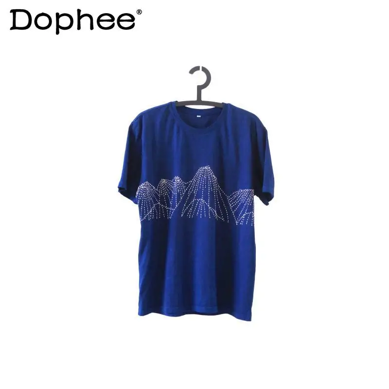 

Men's 2025 Summer New Handmade Tie-dye Embroidered T-shirts Loose Handsome Comfort Tops Male Trendy Short-sleeve Round Neck Tees