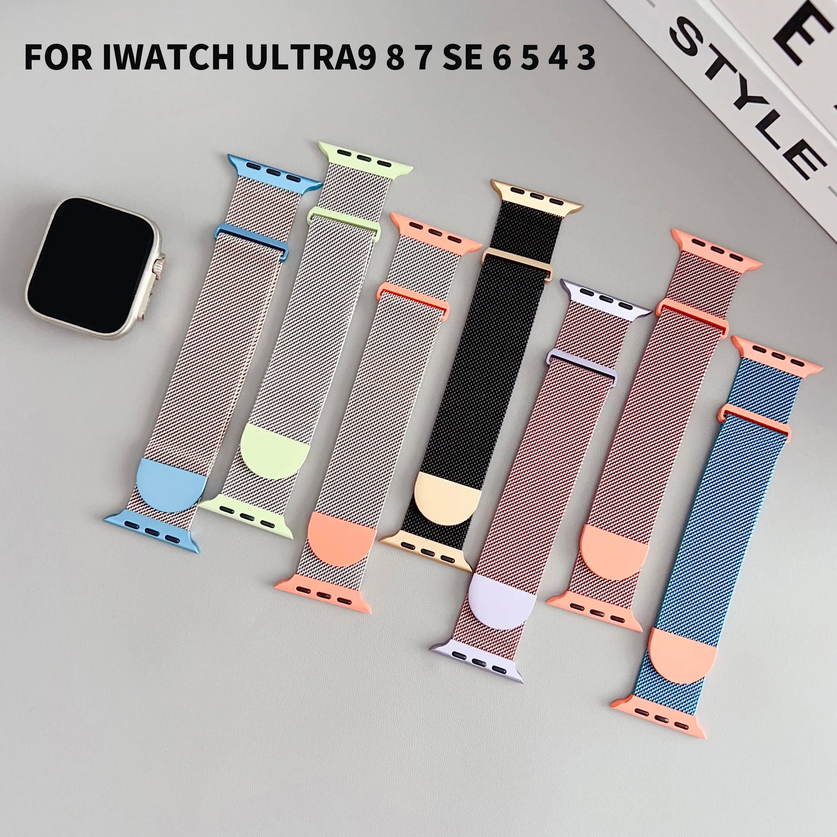 Two-color magnetic metal strap for Apple Watch 49mm 45mm 44mm 42mm 38mm 40mm Gorgeous personality for iwatch 9 ultra 876SE54