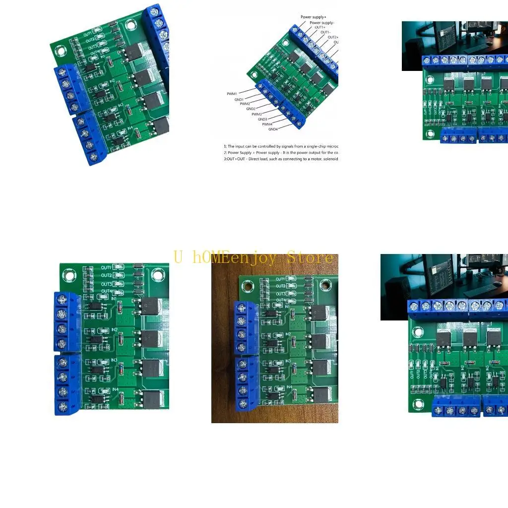 B0KF 4 Channel MOSFET Triggers Switches 4-20V to 3.7-27V Driver Board 4 Way PLC Amplifier Board Driver Controller Board
