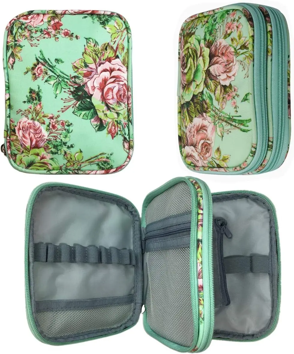 

Crochet Hook Case - Zipper Storage Organizer Bag with Web Pockets, Lightweight & Easy to Hold