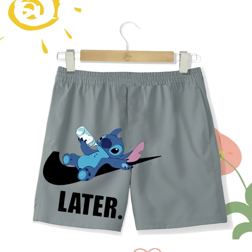 Casual Sports Shorts Kids Boys Girls Swimming Beach Pants Kawaii 2d Stitch Print Summer Casual Sports beach vacation shorts