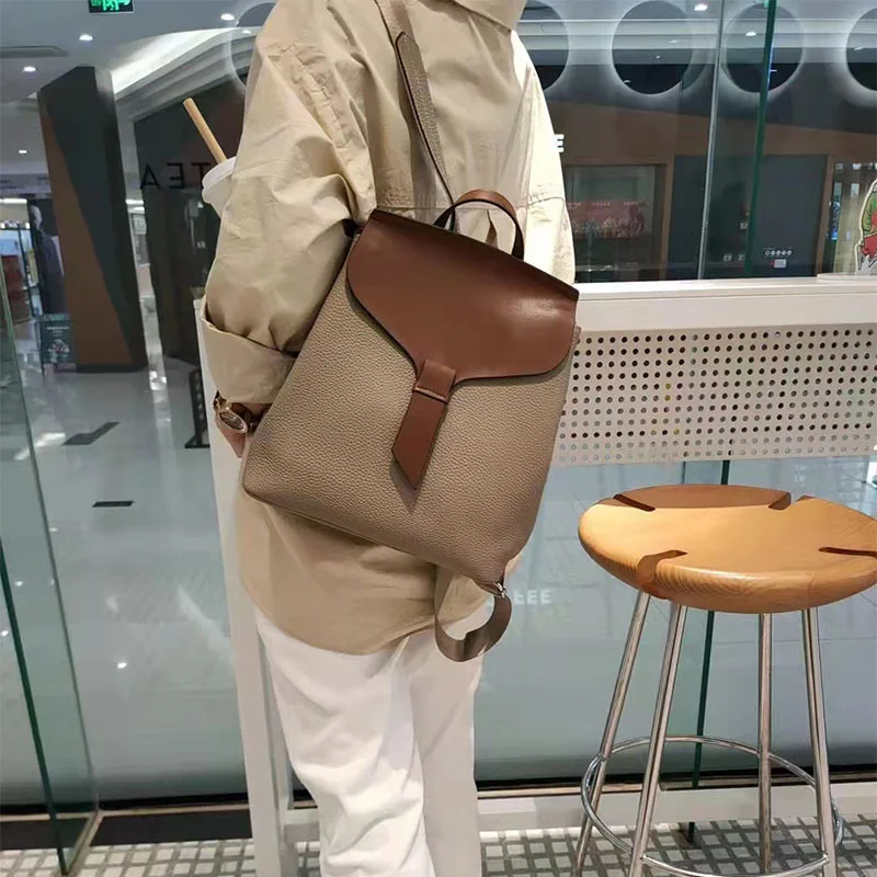 2024 Trend Frauen Mode Rucksack weibliche koreanische Stil weiches Rindsleder Echt leder Umhängetasche Dame Kontrast farbe Rucksack