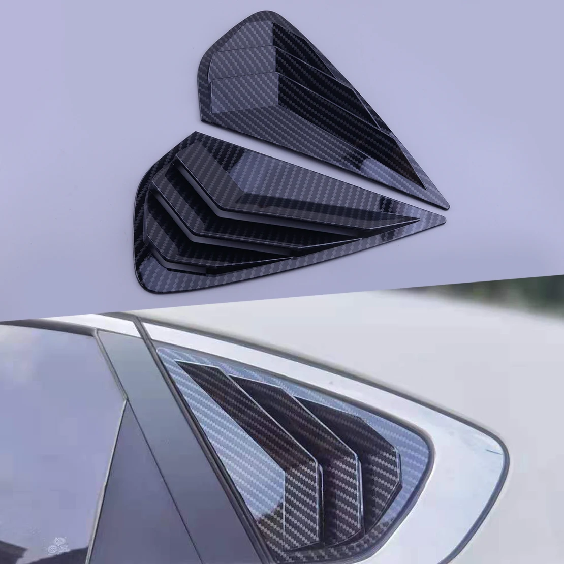 

1 Pair Car Rear Left Right Side Window Vent Scoop Louver Cover Carbon Fiber Texture Fit For Kia K3 Forte 2021 2020 2019