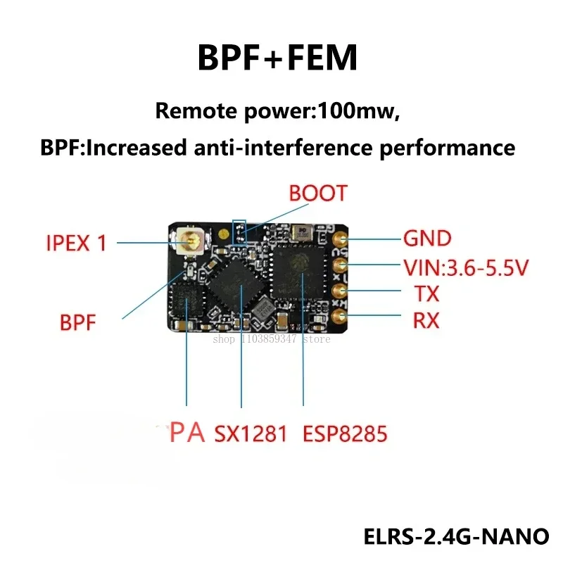 ELRS 2.4GHz/915MHz NANO ExpressLRS Long Range  Receiver  2400 RX For RC FPV Long Range Racing Drone Quadcopter Airplane