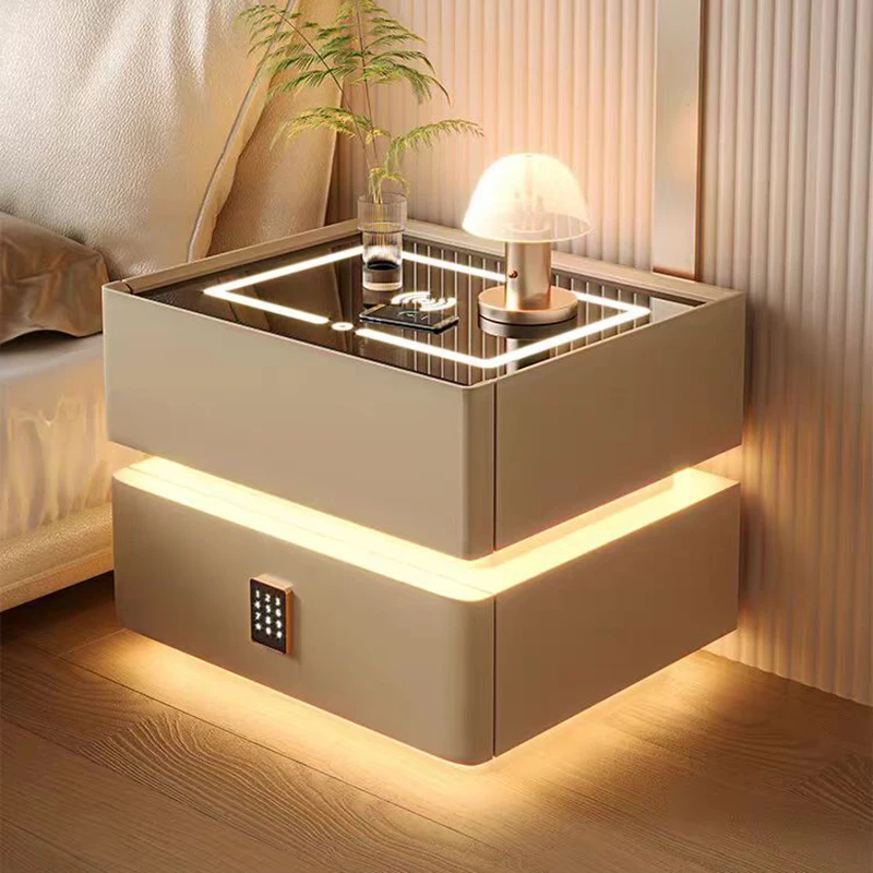 طاولة بجانب السرير لغرفة النوم المتنقلة شحن خزائن ذكية حديثة فاخرة لغرفة المعيشة ومنضدة منظم أثاث منزلي Criado Mudo