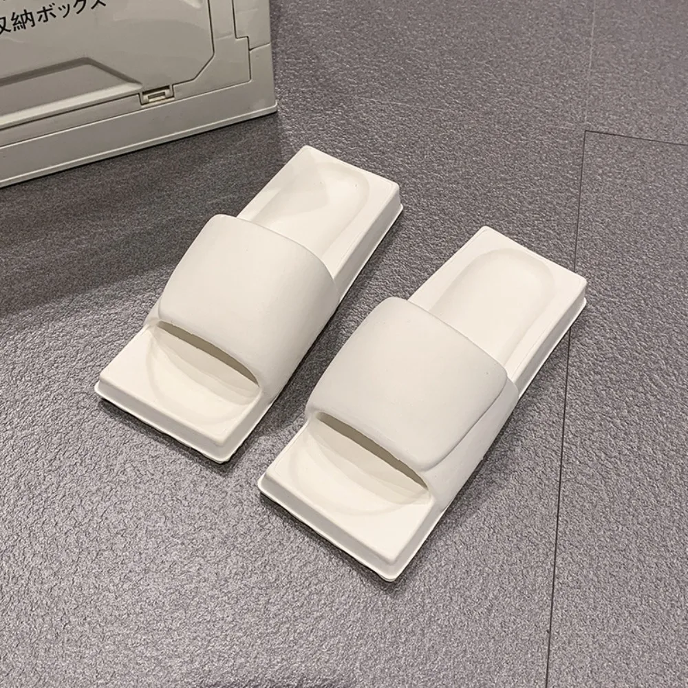 شباشب منزلية مربعة غير قابلة للانزلاق، نعل سميك ناعم، شرائح مسطحة القاع، قباقيب يابانية، صنادل إيفا إبداعية للشاطئ