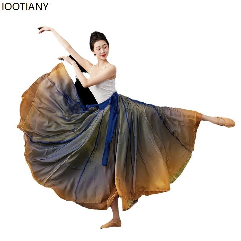 Cardigan Classical Dance Costume Gradient Ankle-length Skirt 720 Degree Super Large Skirt Training Dance Set Chinese Style Hanfu