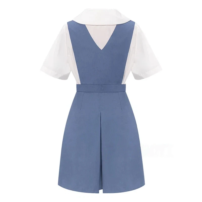 Rei ayanami cosplay traje asuka langley soryu cosplay feminino uniforme escolar vestidos peruca grampos de cabelo halloween loli roupas