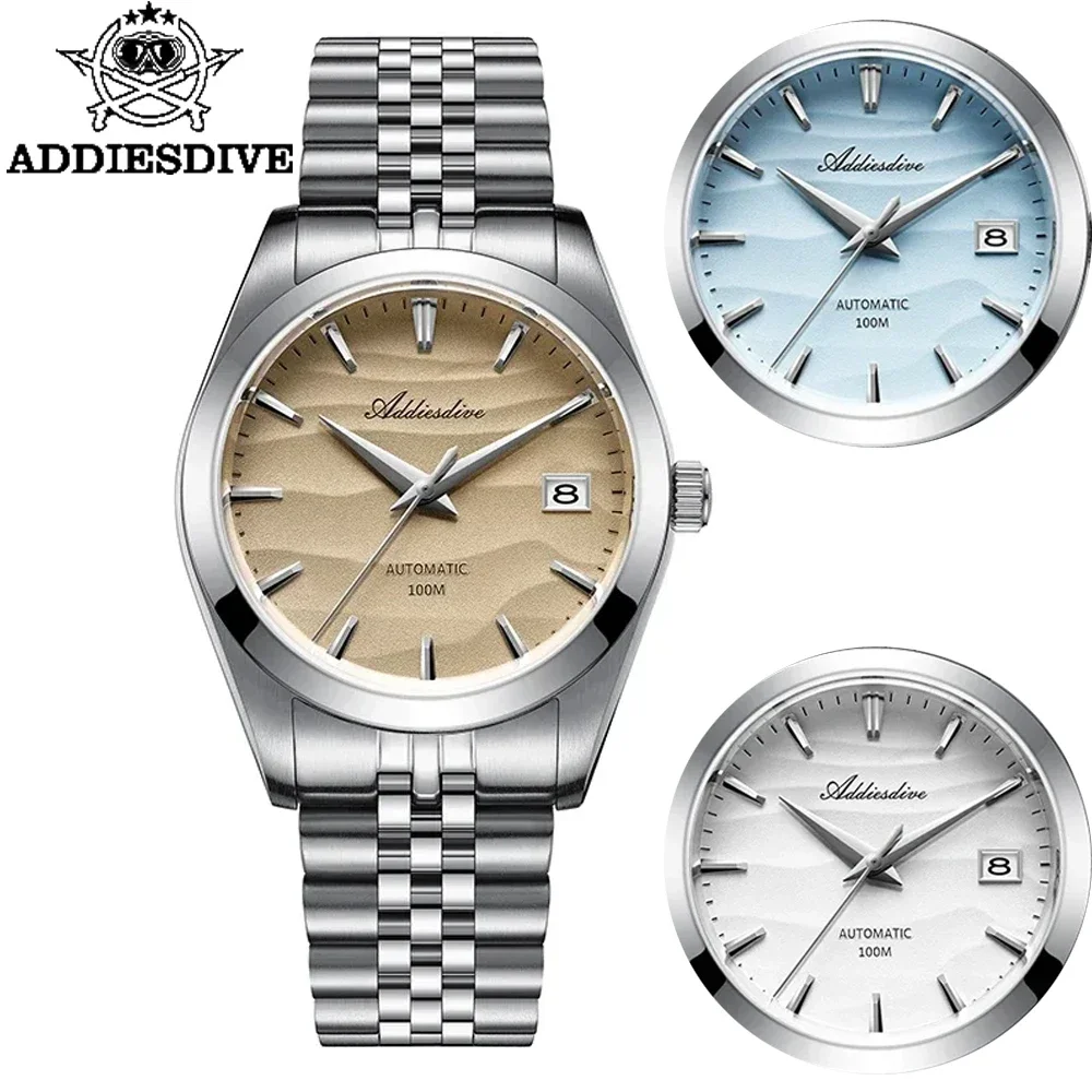 ADDIESDIVE AD2059 39mm Men Watch Desert Dial NH35A Automatic Mechanical Watches 100m Waterproof  316L Stainless Steel Wristwatch