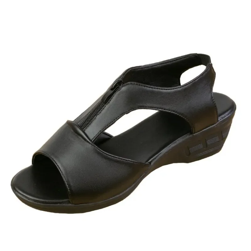 Women's Summer Hollow-Out Platform Wedge Sandals, Retro Casual Peep-Toe Sandals, Daily Versatile Plus Size Shoes