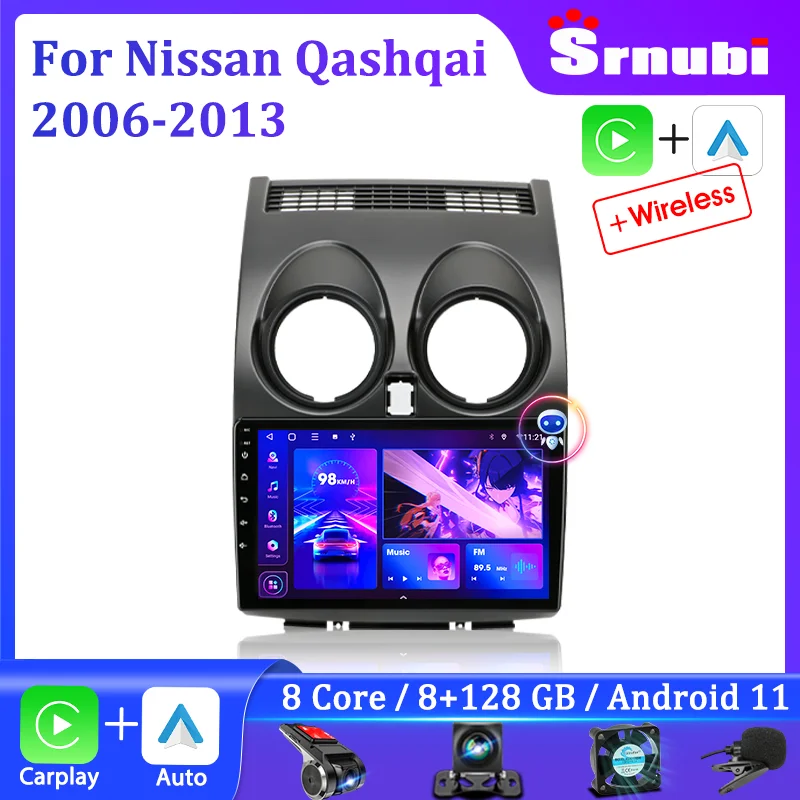

Srnubi 2 Din Android for Nissan Qashqai J10 2006-2013 Car Radio Multimedia Player Navigation Wireless Carplay Auto Speakers DVD