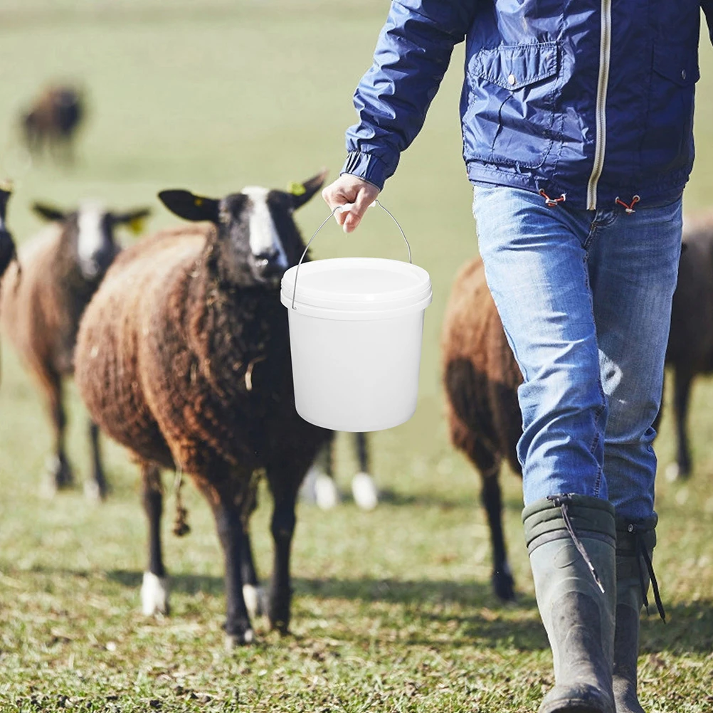 

Plastic Bucket With Handle Lid Reusable Paint Container For Oil Water Transport Storage Round Gallon Bucket Portable Painting