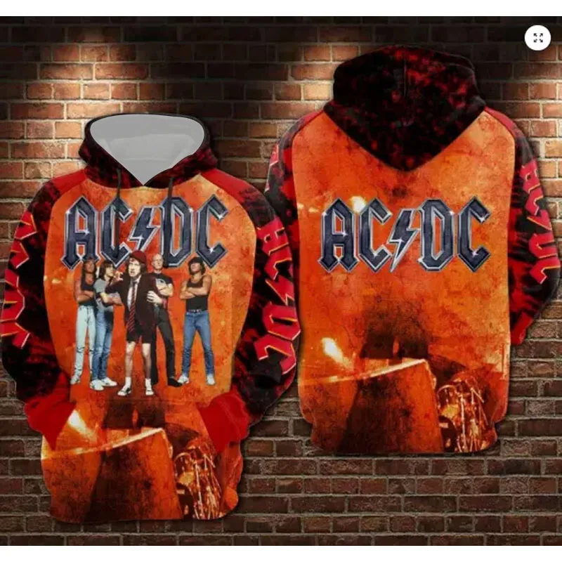 Autumn Winter Hip Hop Band Hoodies AC/DC Men's Hooded Sweatshirt 3D Printing Popular Rock Pullover Man Women's Hoodie Jacket