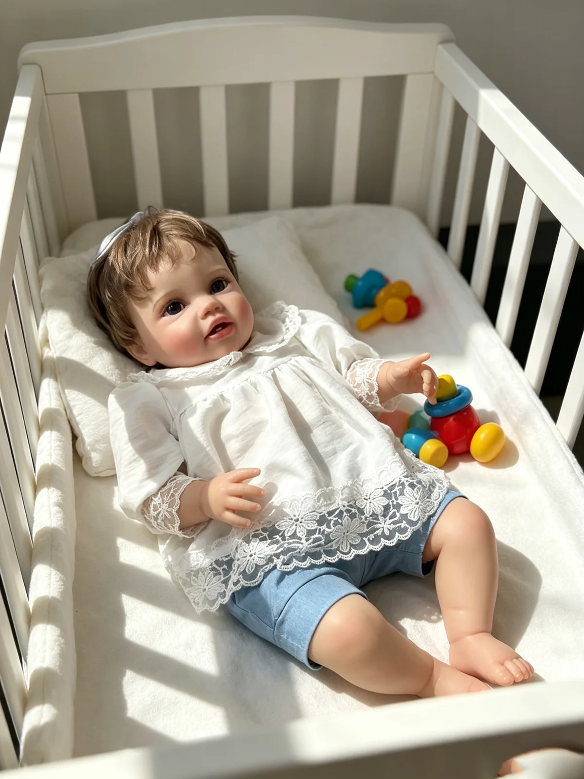 

60CM Huge Lottie Reborn Toddler Doll, Lifelike 3D Skin with Visible Veins,Soft Touch Hand Rooted Hair Realistic Reborn Baby Doll
